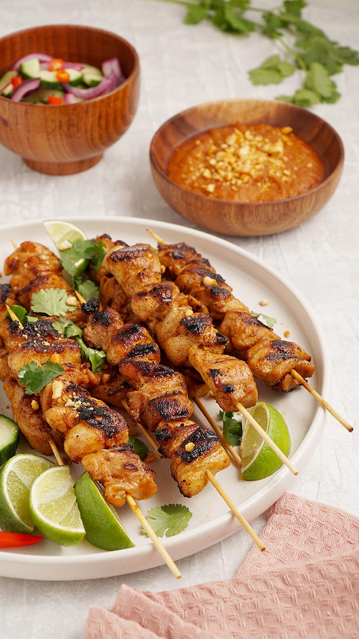 Chicken Satay Skewers with Peanut Sauce