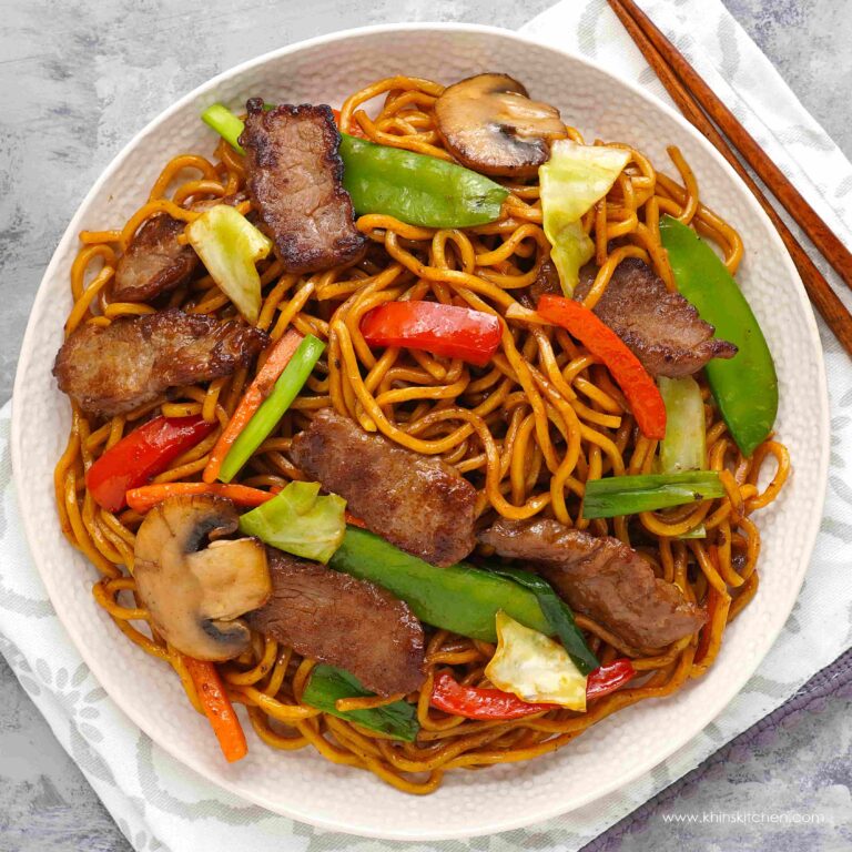 Beef Lo Mein - Khin's Kitchen - Chinese Noodles Recipe