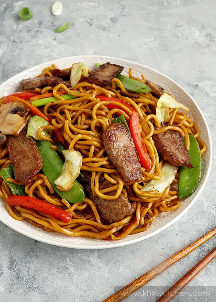 Beef Lo Mein - Khin's Kitchen - Chinese Noodles Recipe