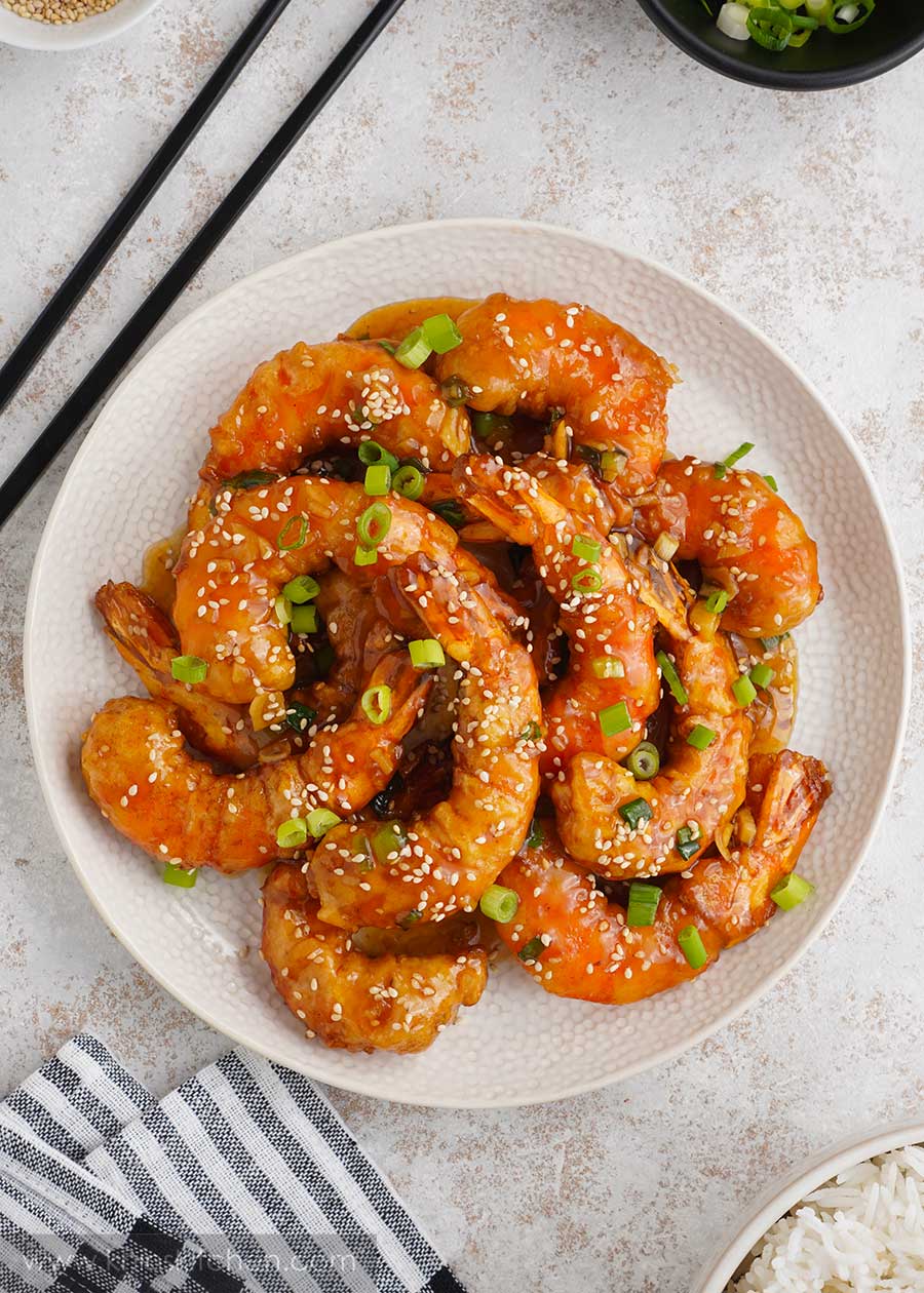 Honey and chilli sticky prawn rice bowls