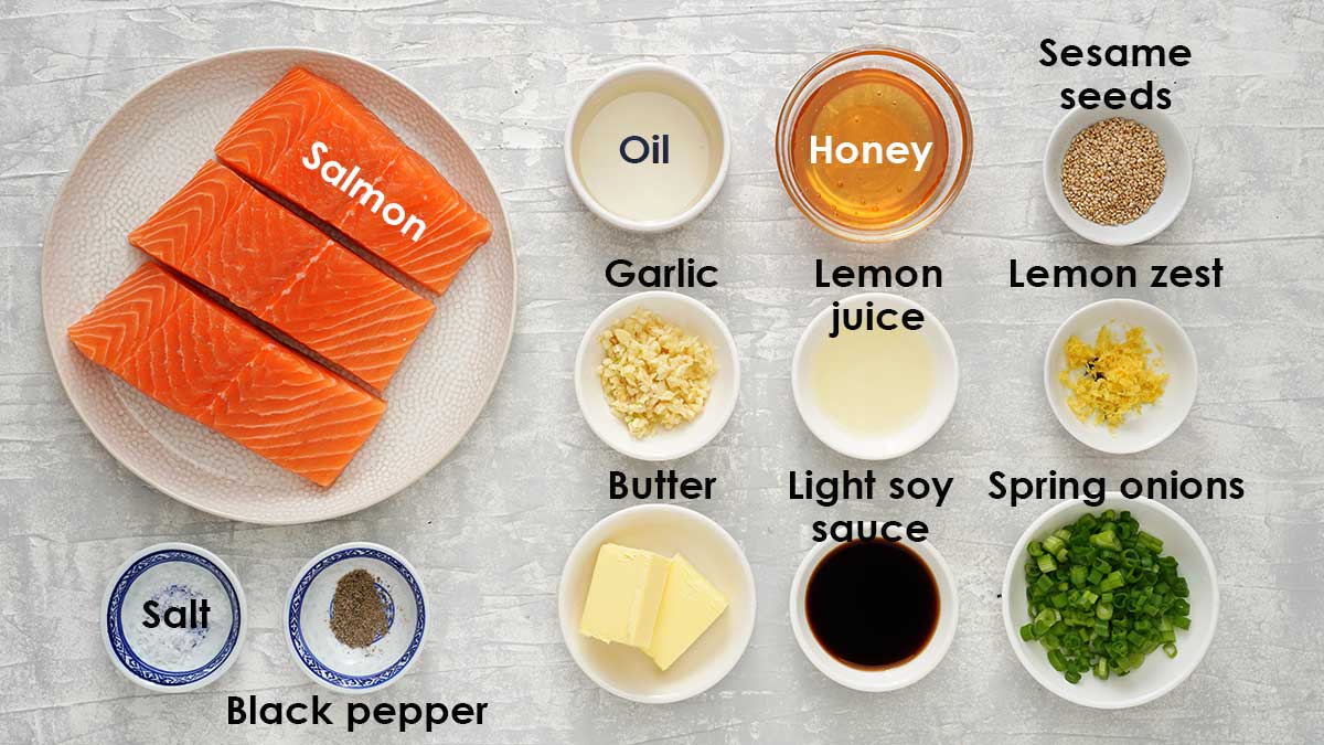 Ingredients for honey garlic salmon