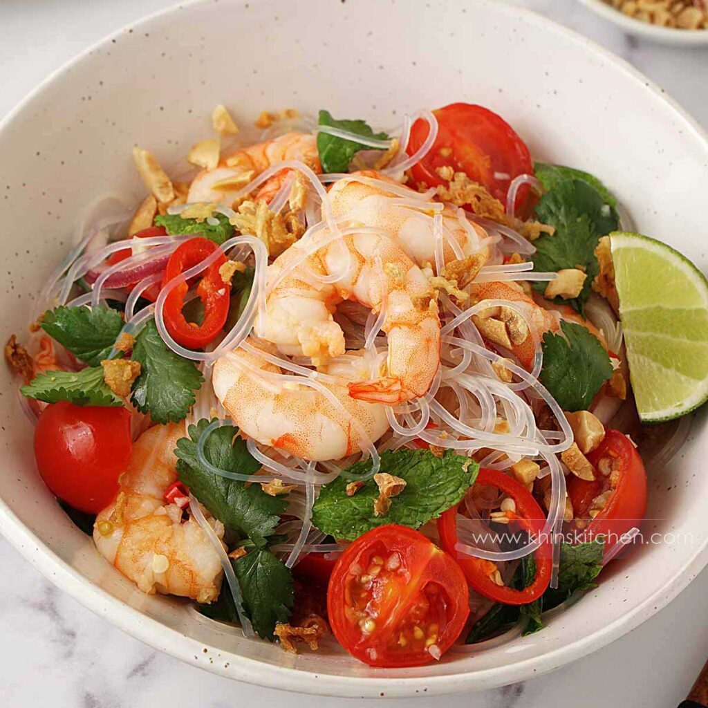 Prawn Salad with Asian Dressing - Khin's Kitchen Salad Recipes