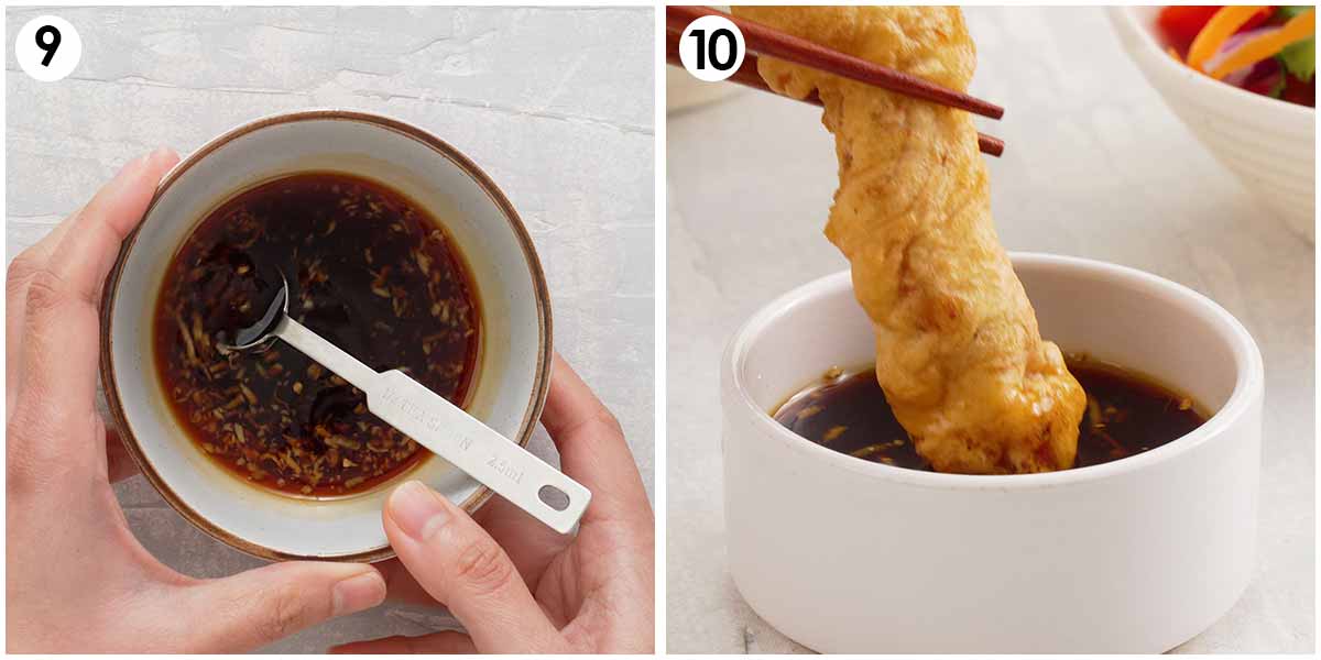 Two image collage of dipping sauce.