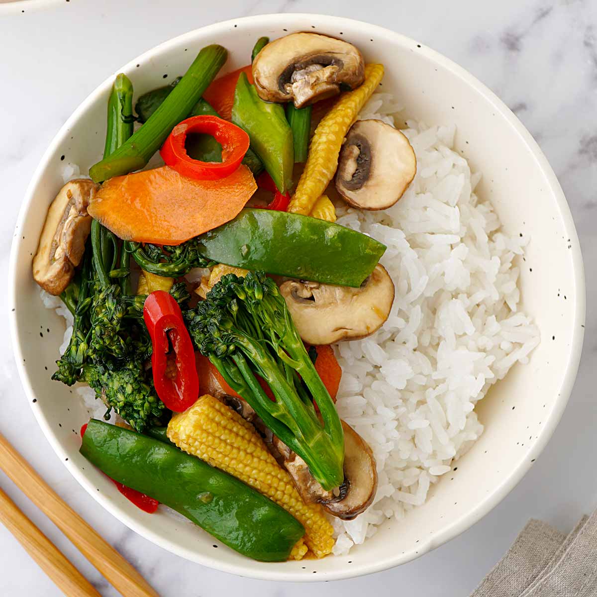 steamed rice with vegetables